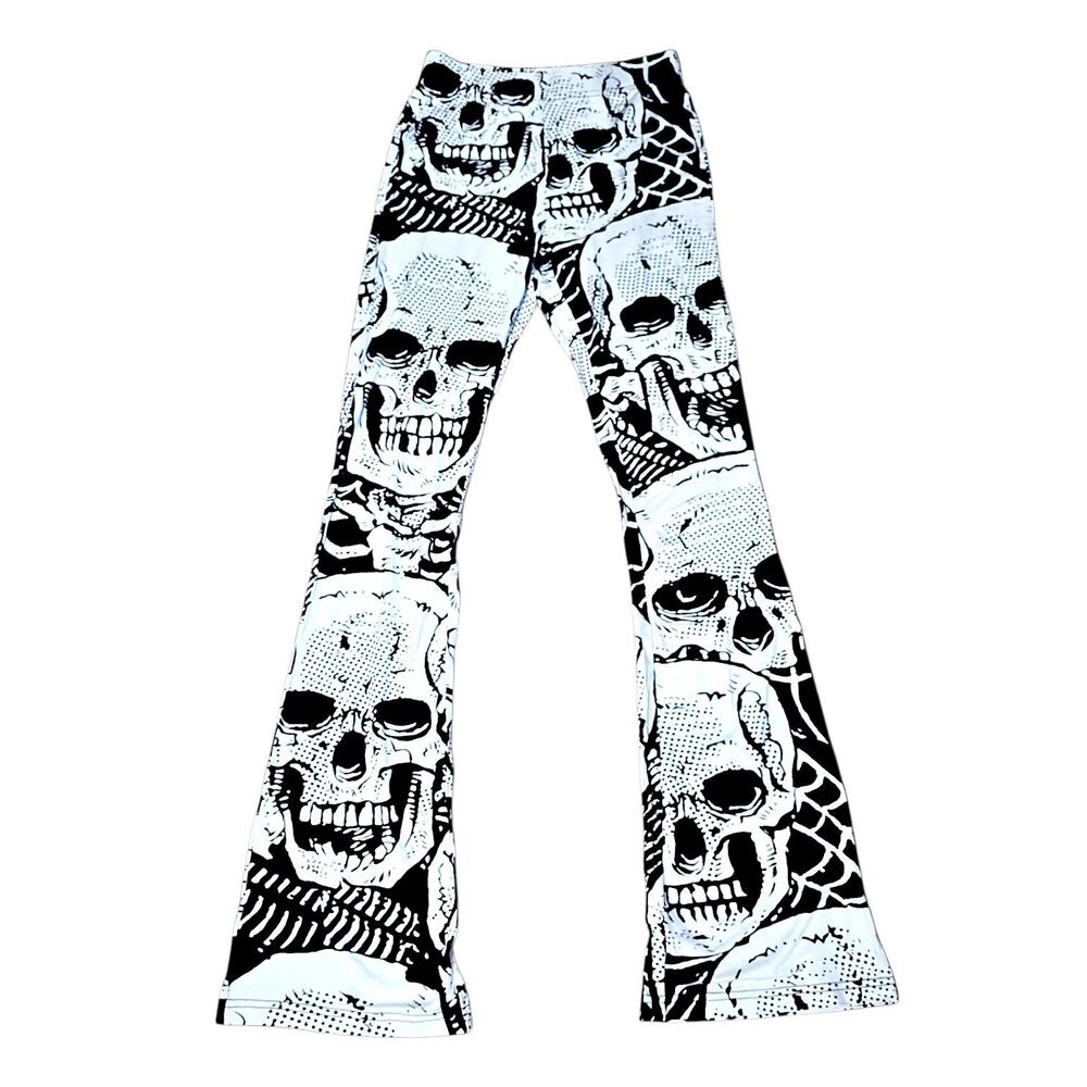 NWT KILLSTAR Plentiful Reap Skull Bootcut Flare Pants Trousers XS Goth Punk